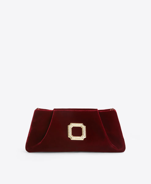 Vittoria Red Velvet Clutch Bag