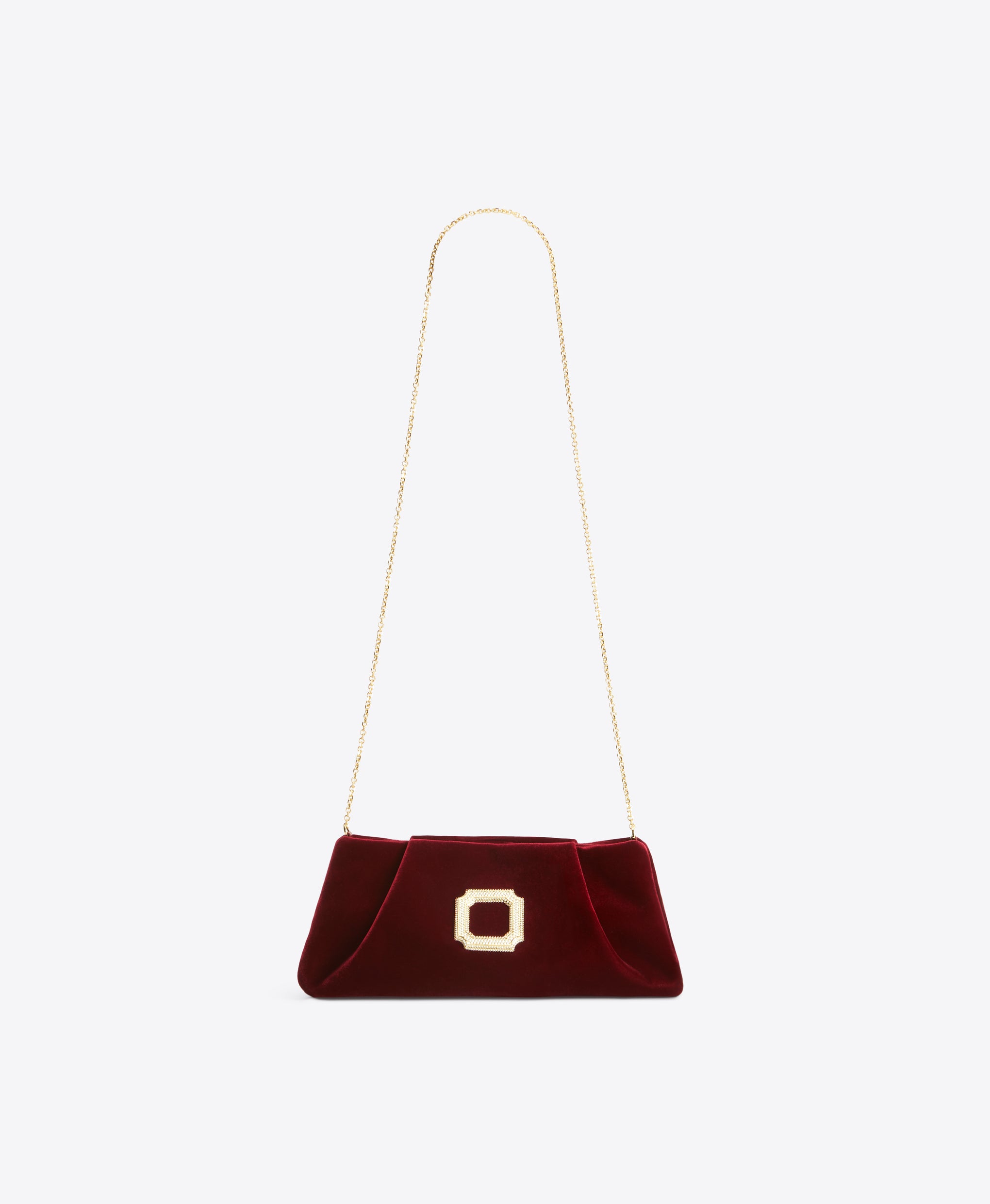 Vittoria Red Velvet Clutch Bag with Buckle Malone Souliers