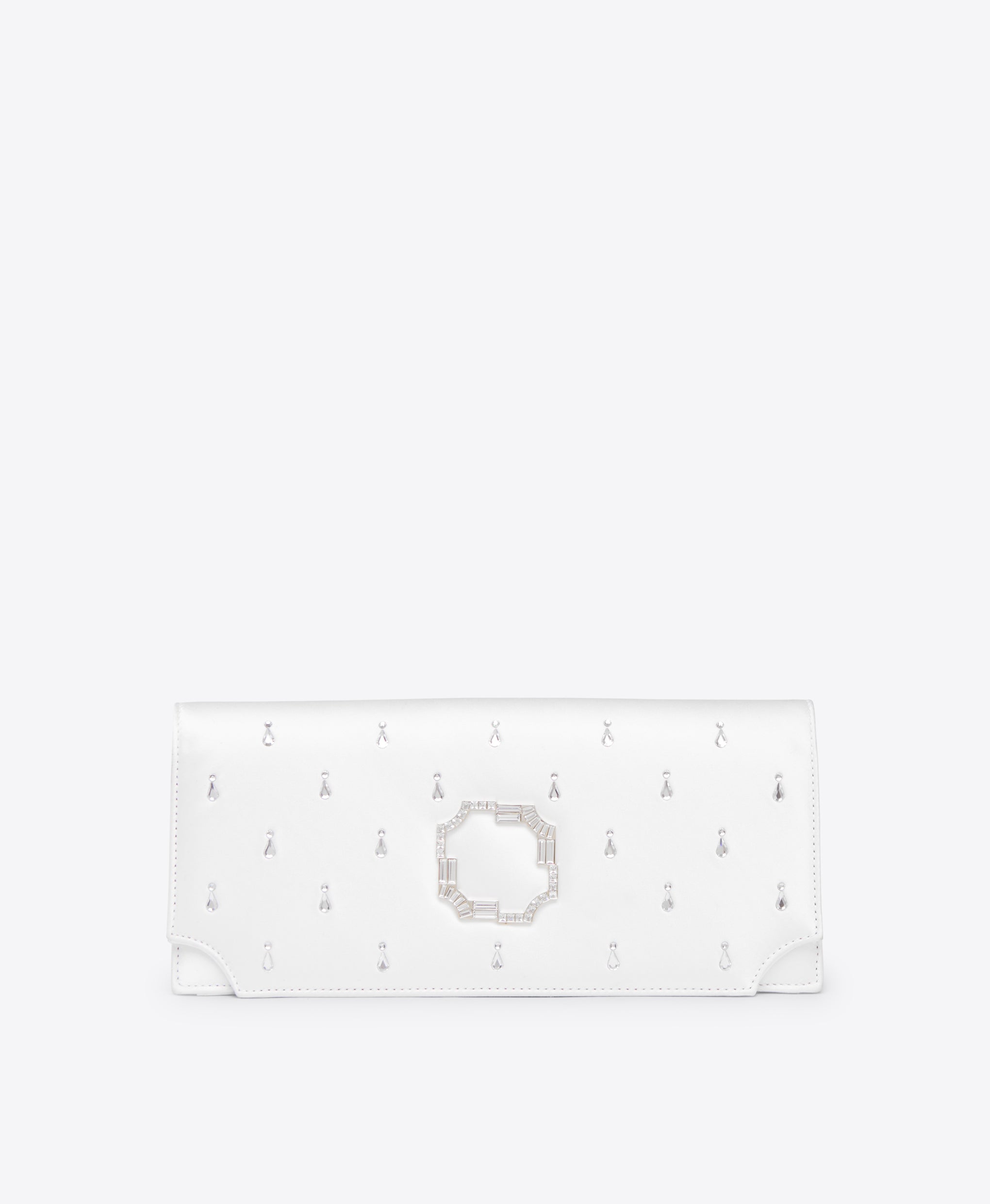 White Satin Clutch Bag with Emebllishments Malone Souliers