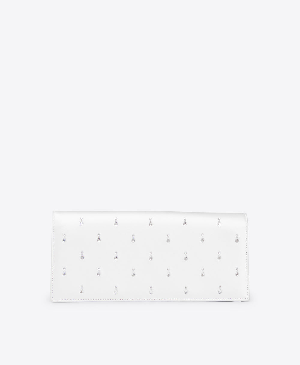 White Satin Clutch Bag with Emebllishments Malone Souliers