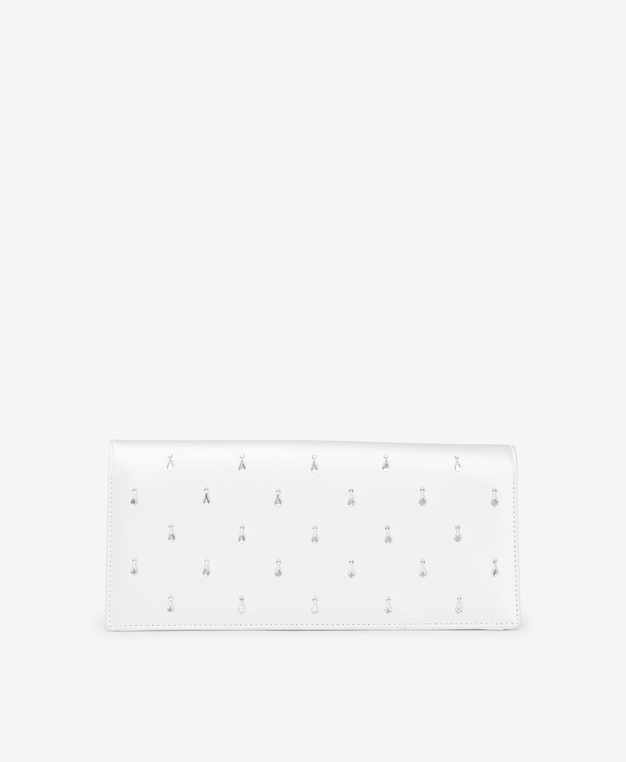 White Satin Clutch Bag with Emebllishments Malone Souliers