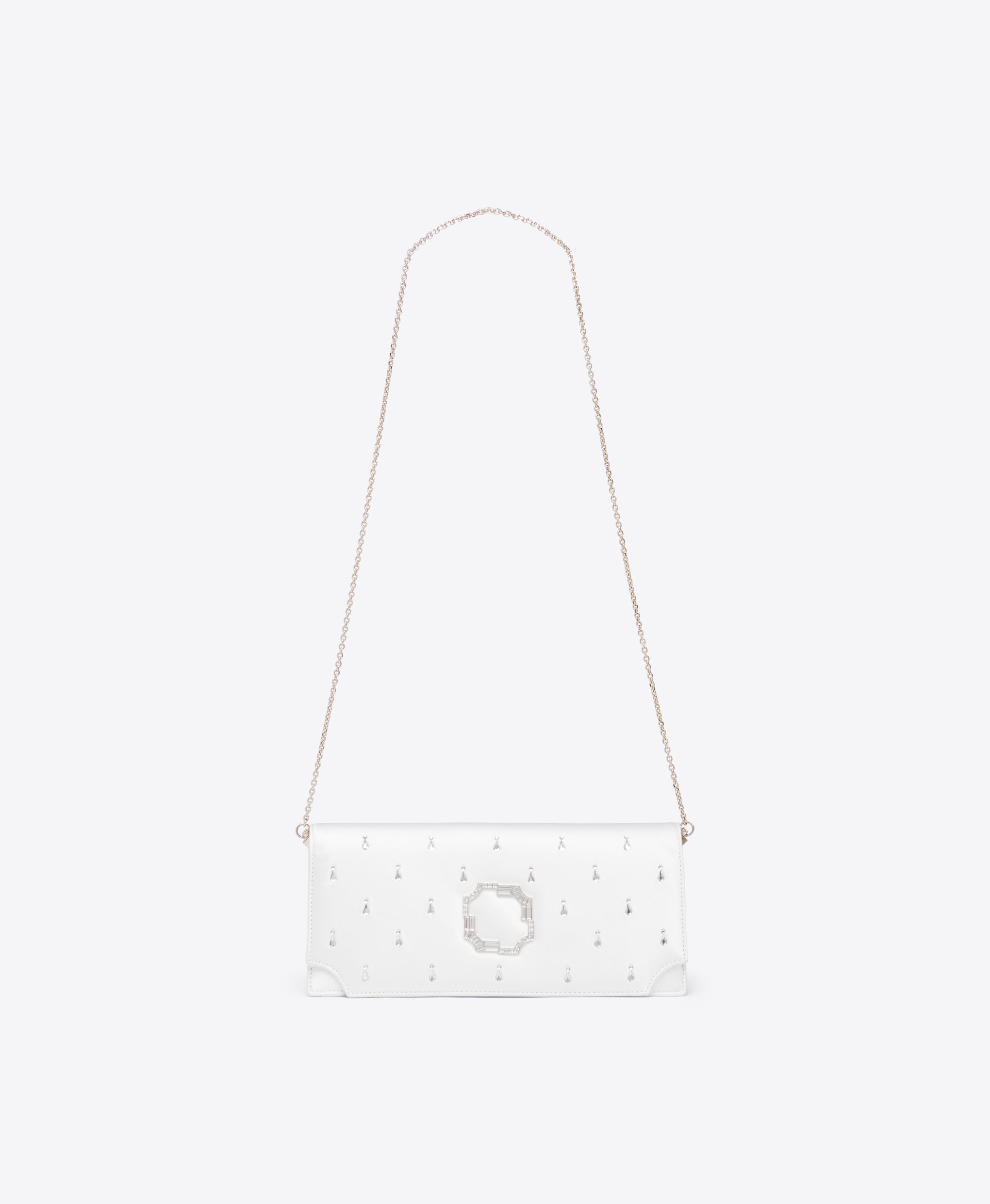 White Satin Clutch Bag with Emebllishments Malone Souliers