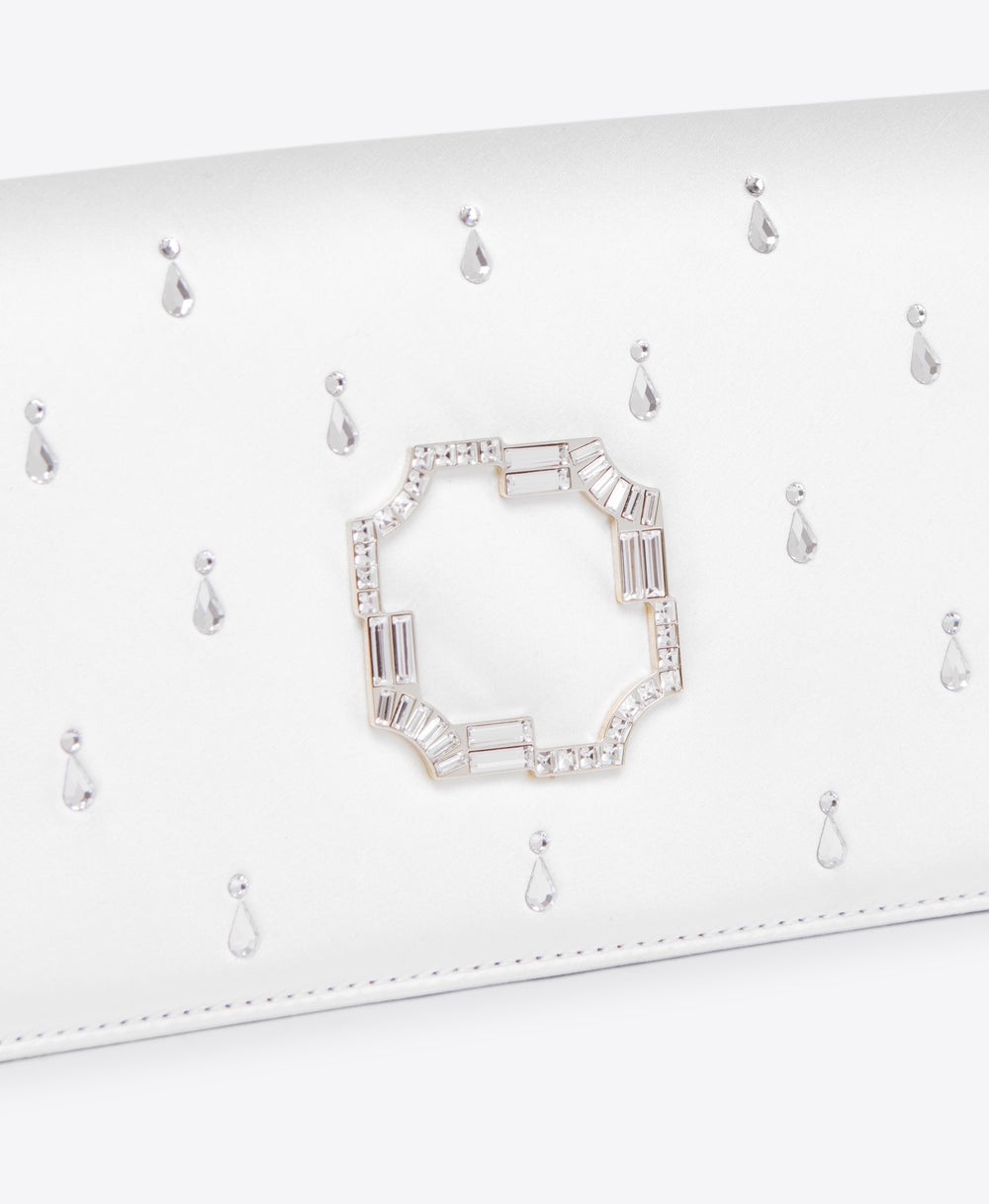 White Satin Clutch Bag with Emebllishments Malone Souliers