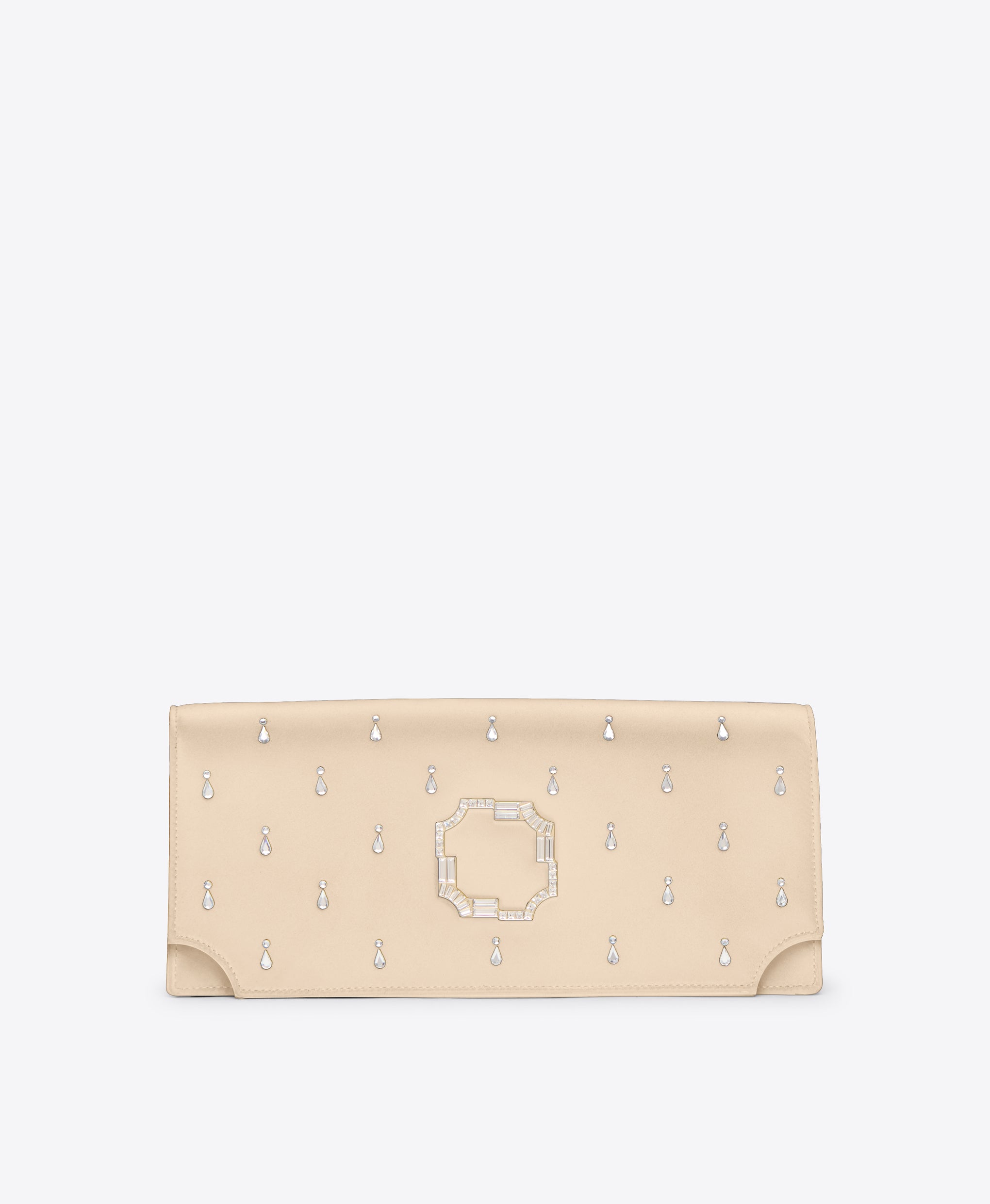 Platino Satin Clutch Bag with Embellishments Malone Souliers