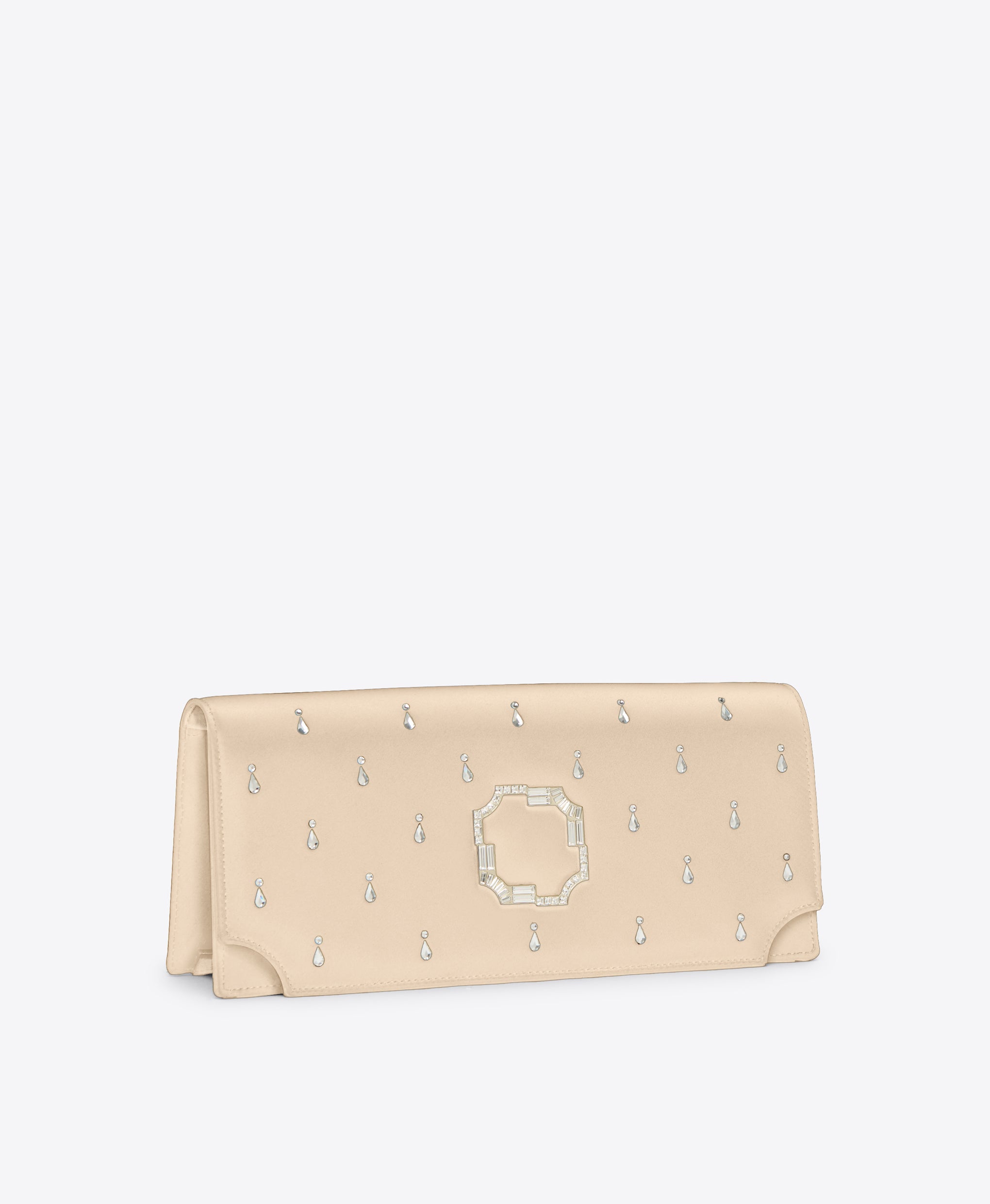 Platino Satin Clutch Bag with Embellishments Malone Souliers