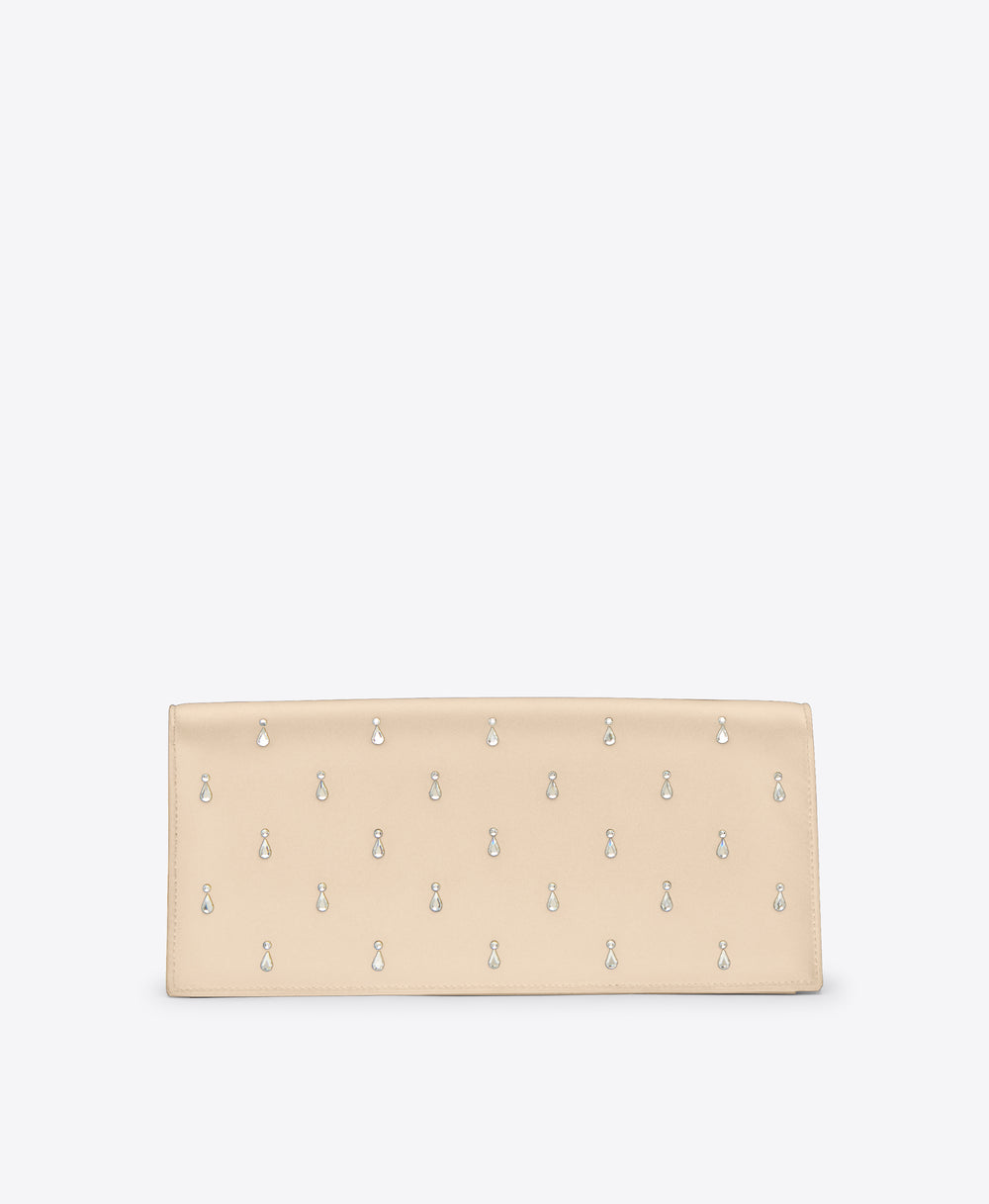 Platino Satin Clutch Bag with Embellishments Malone Souliers