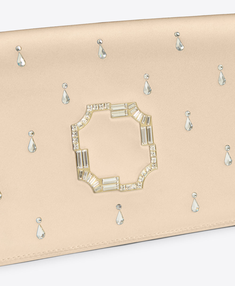 Platino Satin Clutch Bag with Embellishments Malone Souliers