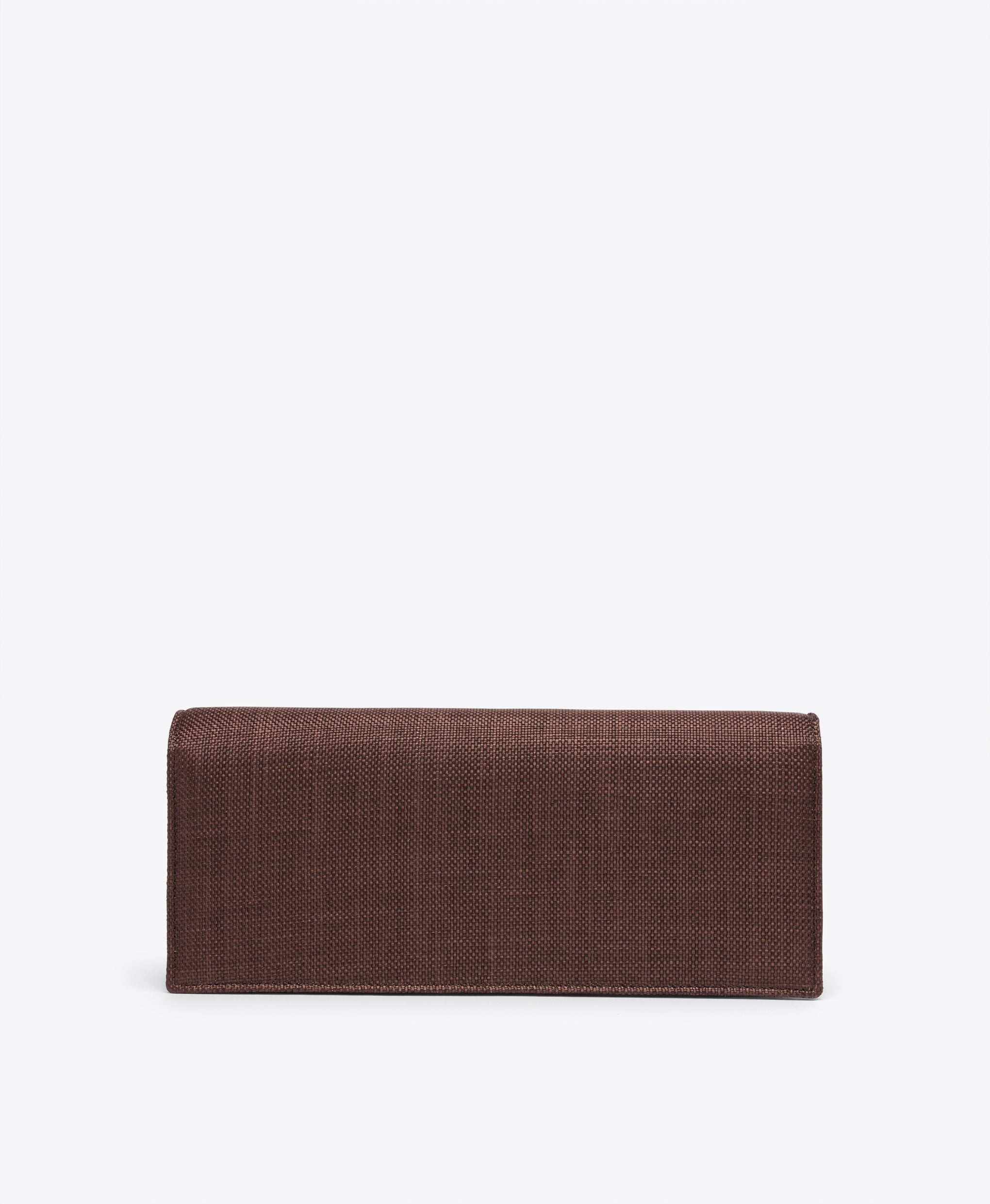 Vivien Dark Brown Raffia Clutch Malone Souliers