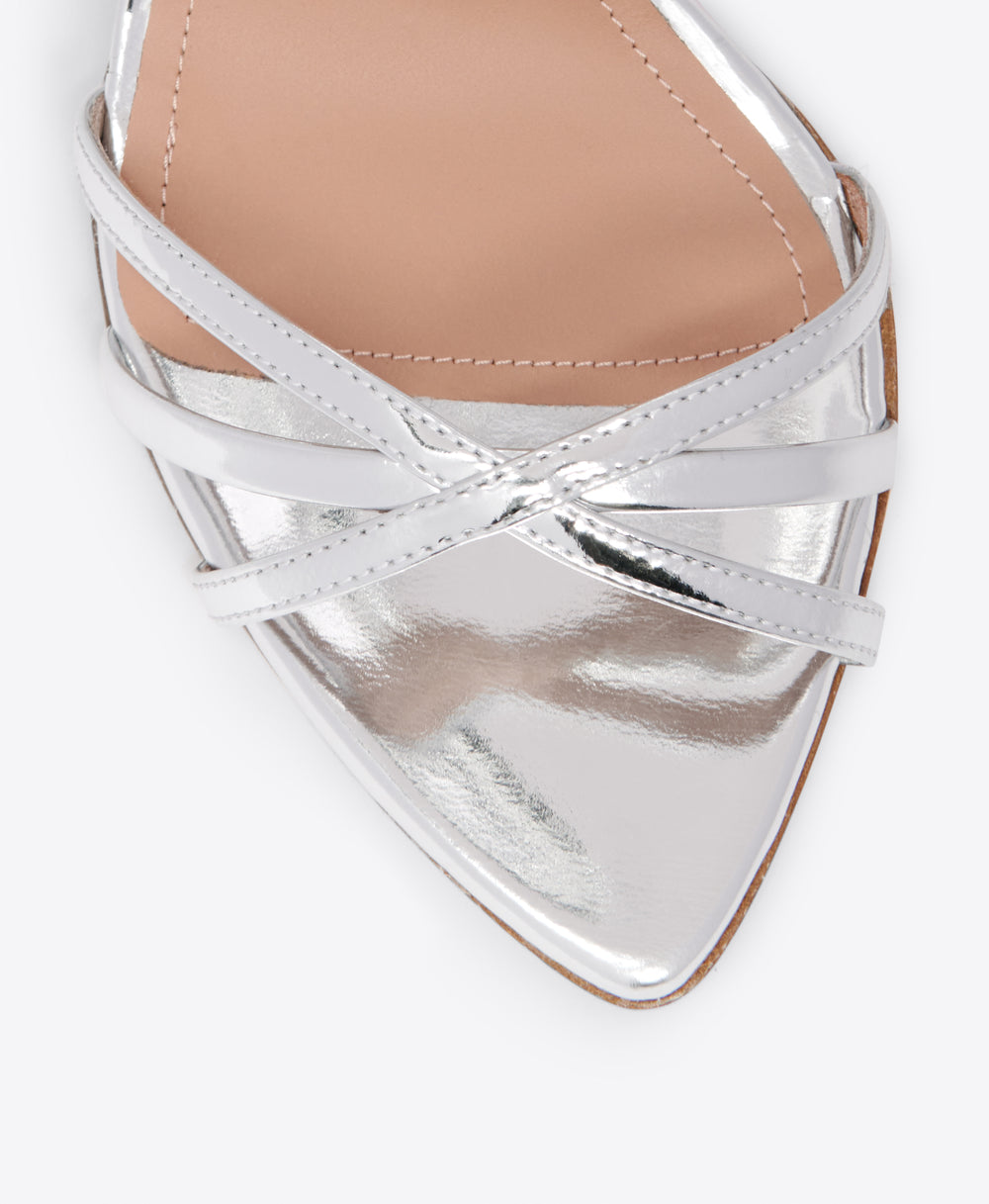 Yuna 90 Silver Mirror Leather Sandals Malone Souliers