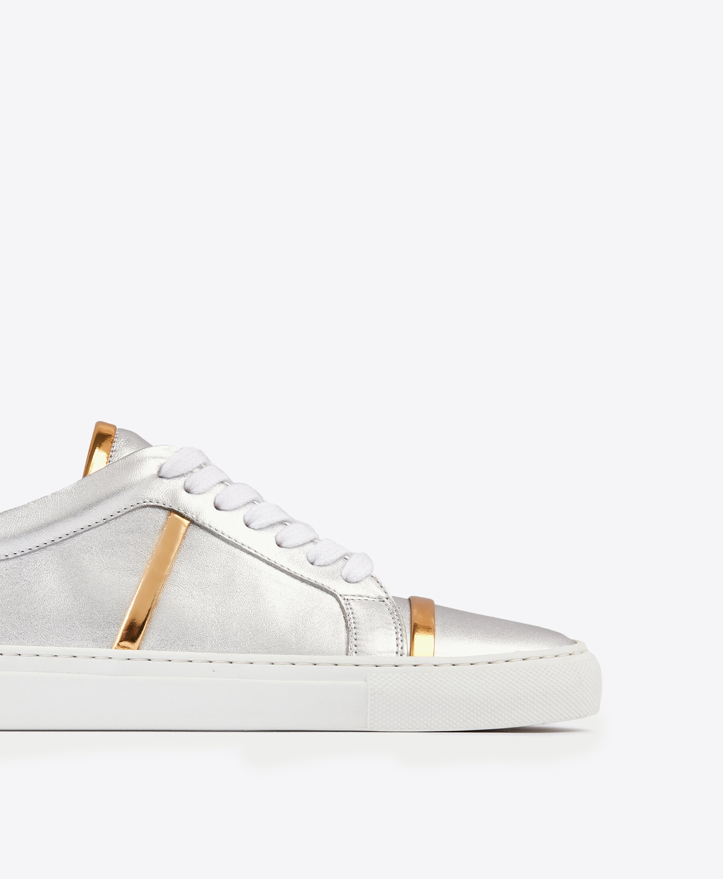 Deon Silver Metallic Leather Sneakers