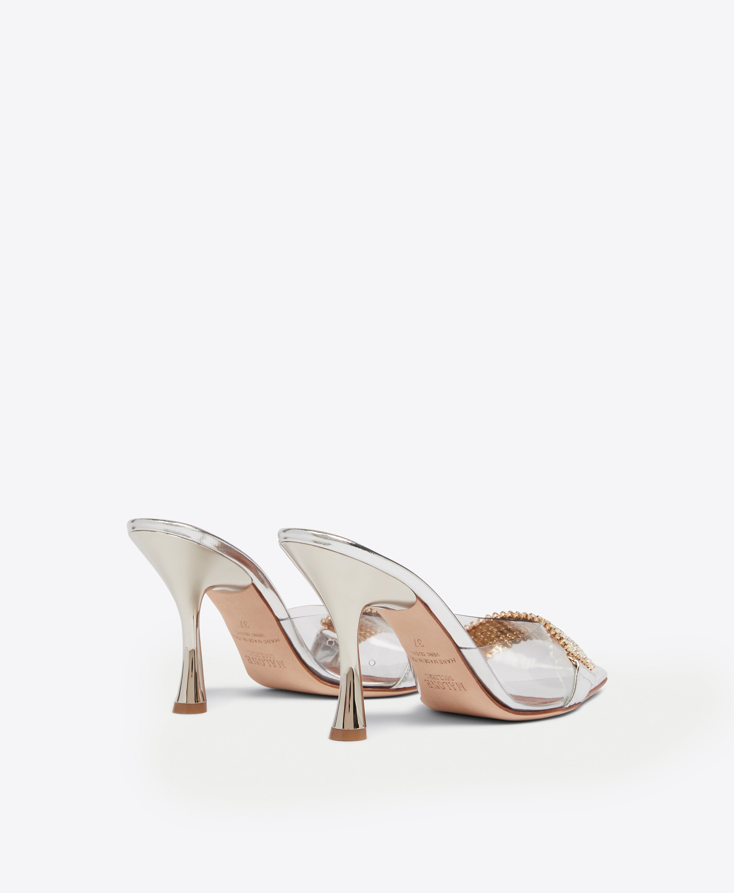 Silver hotsell mules heels