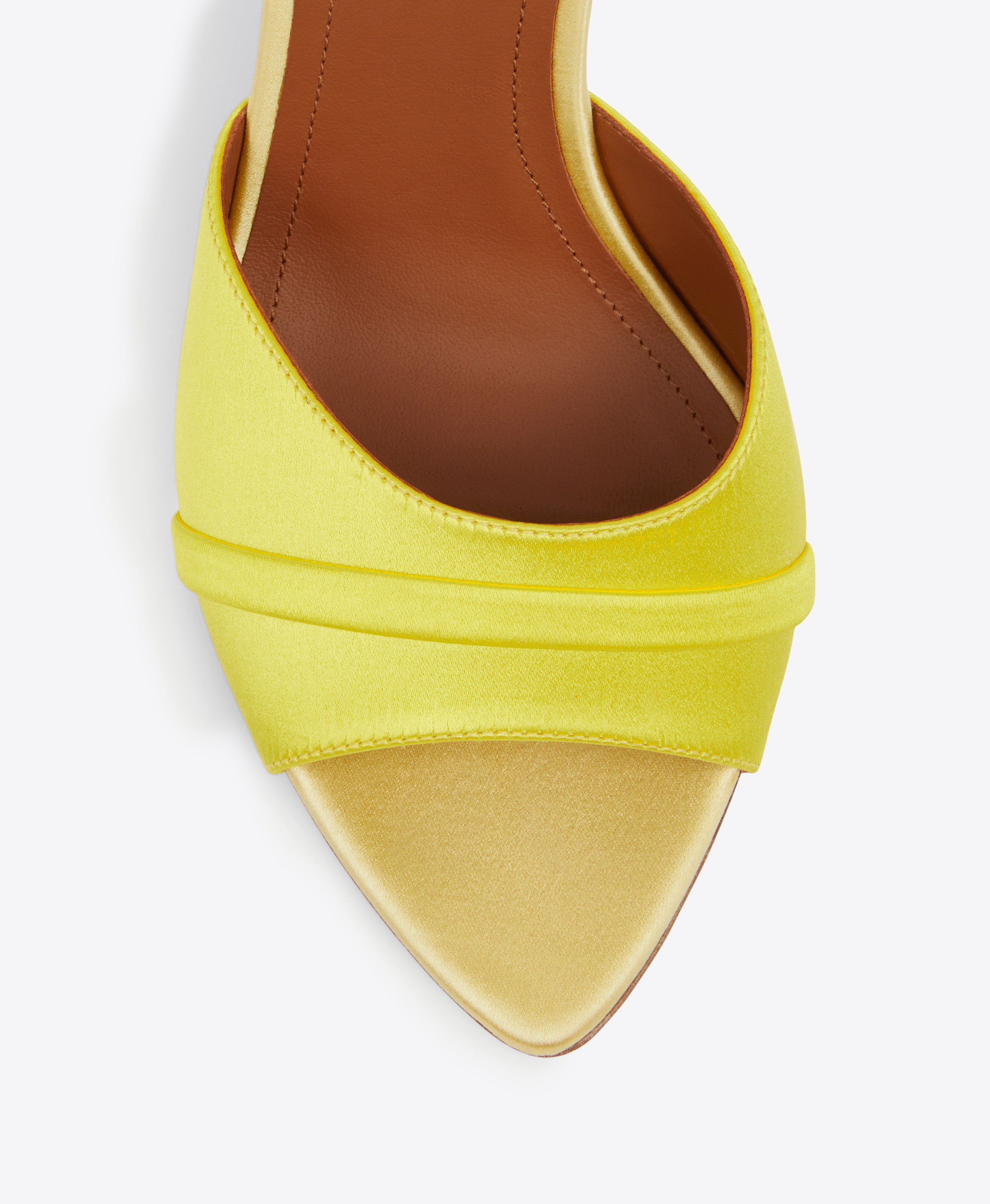 Julia 90mm Yellow Satin Heeled Mules | Malone Souliers