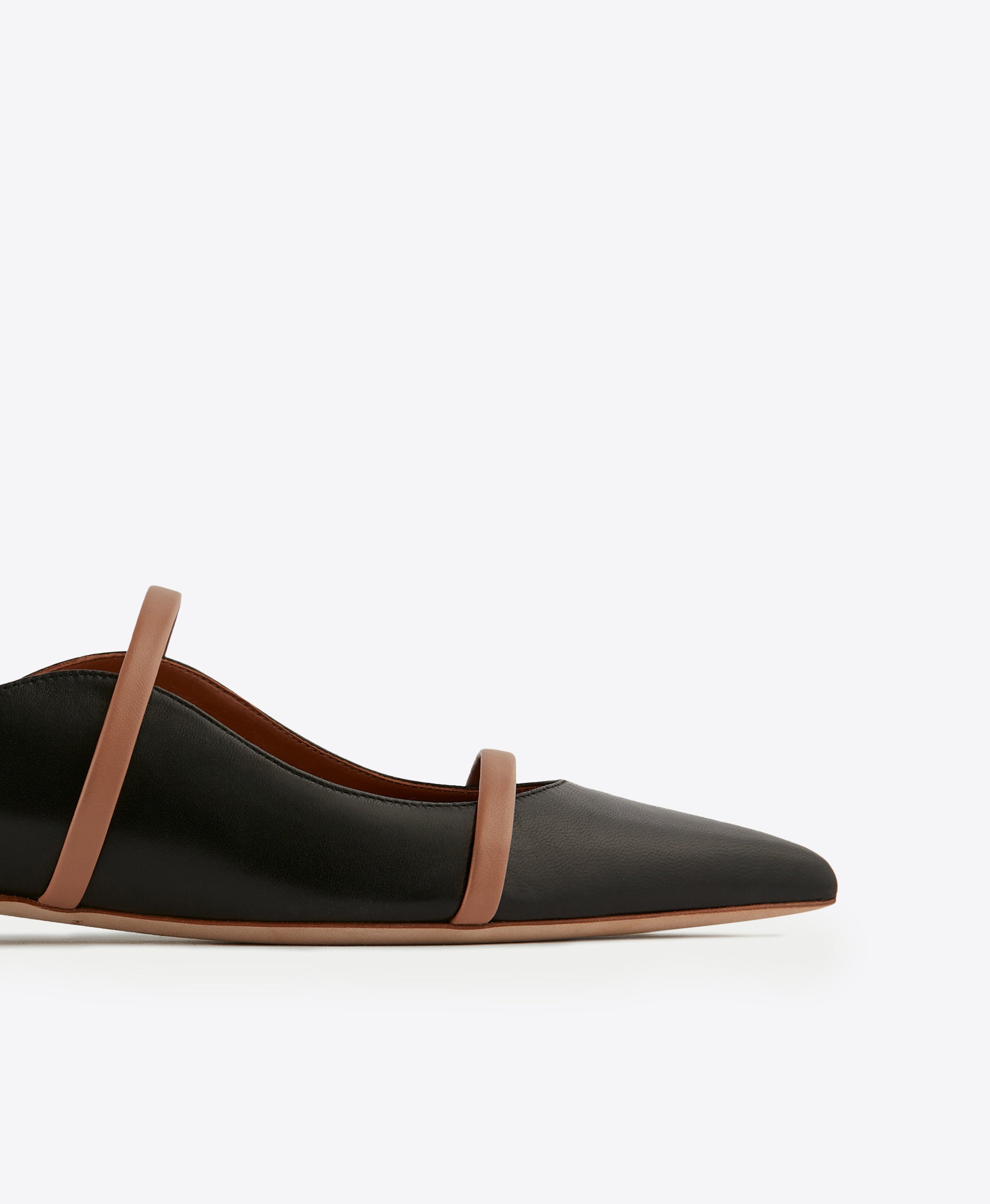 Maureen Flat Black Leather Flat Mule