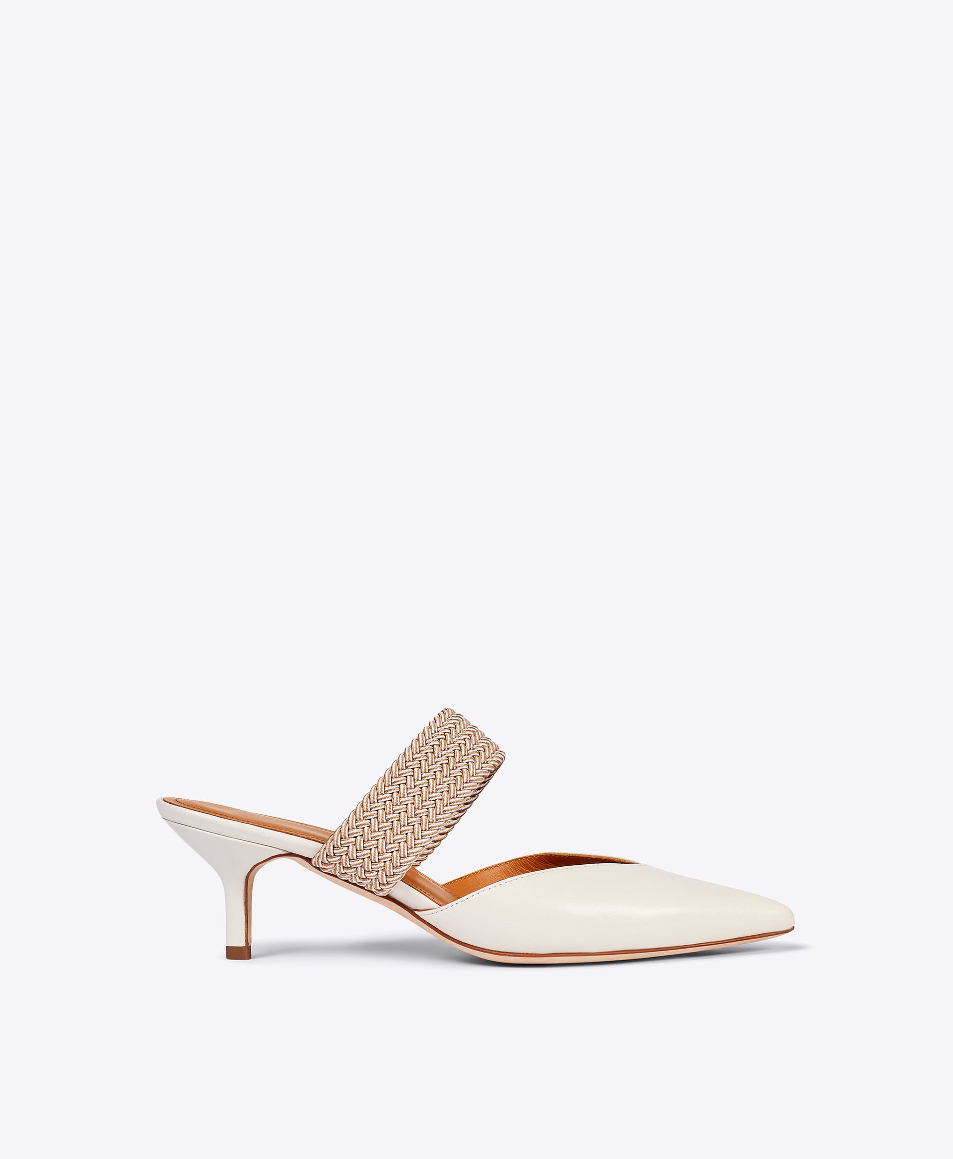 Maisie 45mm Cream Nappa Beige Elastic Leather Heels | Malone Souliers