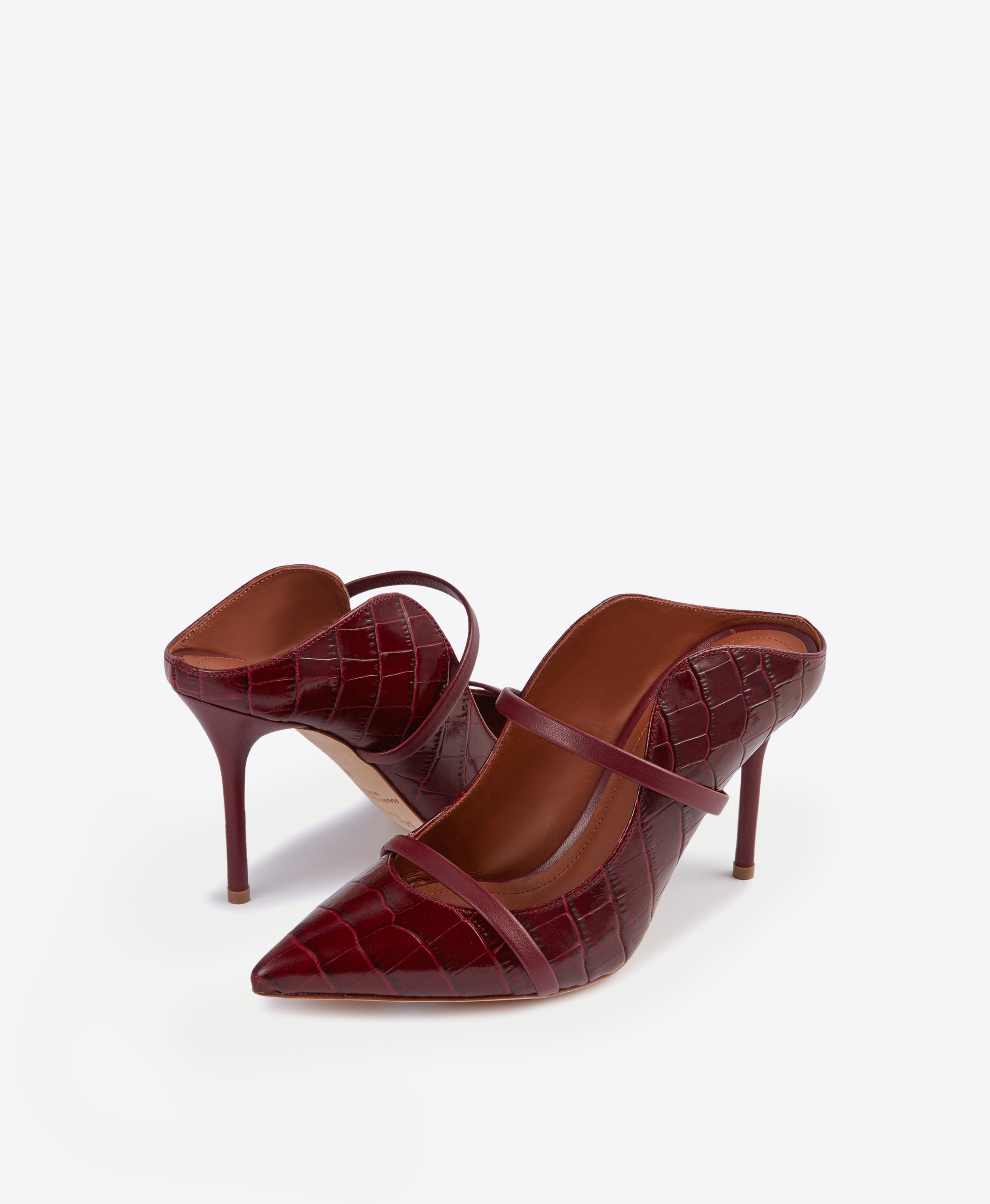 Maureen 85 Burgundy Croc Leather Mule