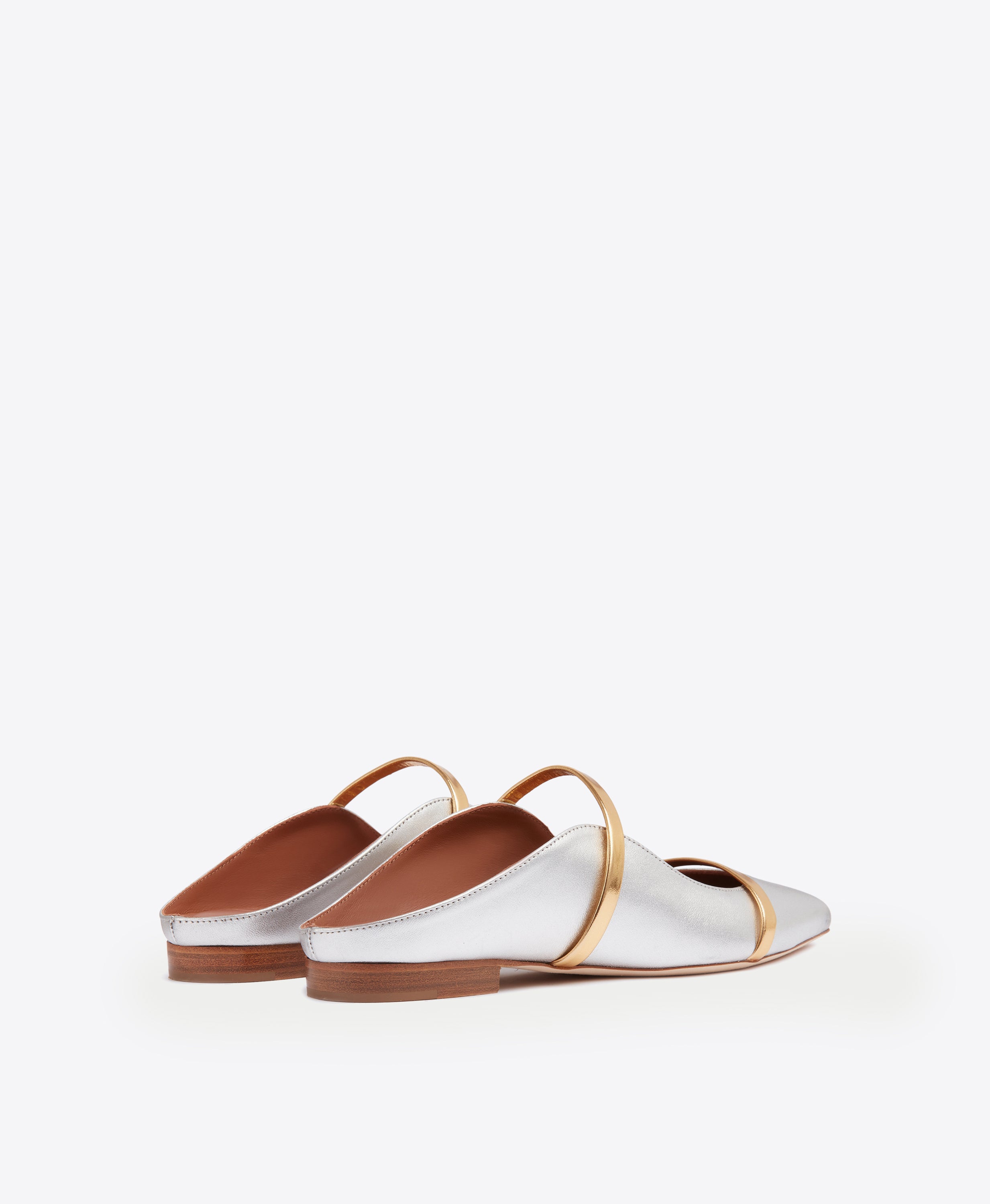 Maureen Silver Gold Leather Pointed Flats Malone Souliers