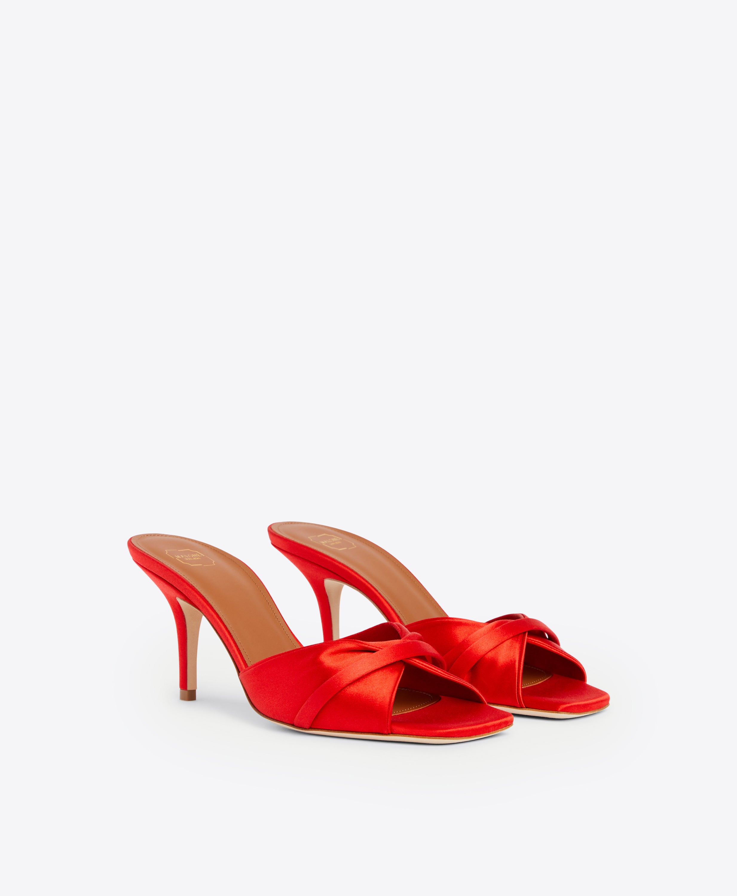 Perla 70mm Red Satin Heeled Sandals | Malone Souliers