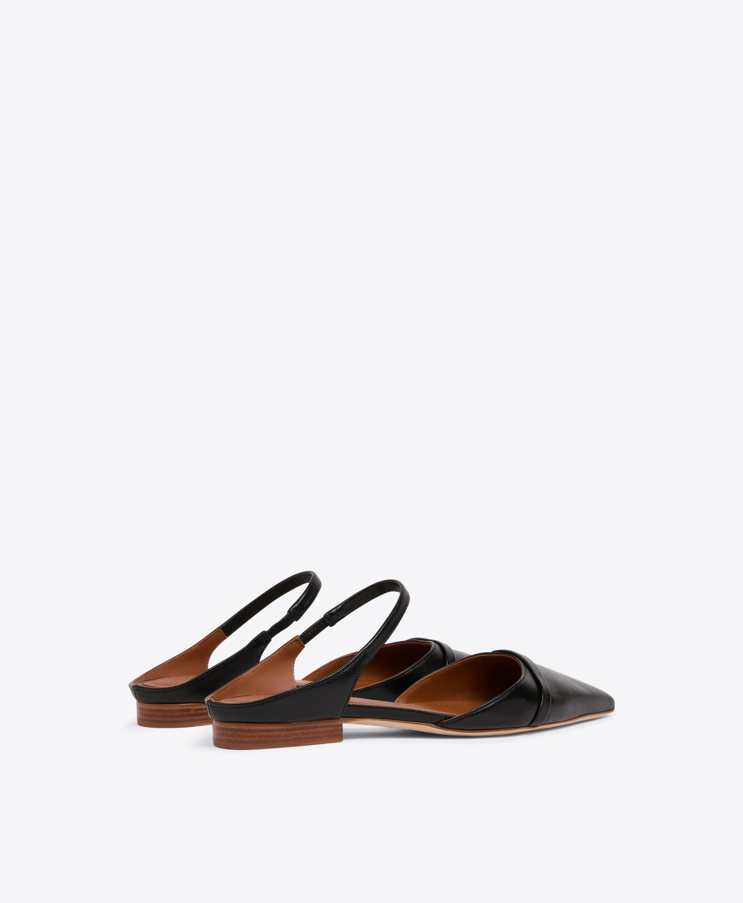 Uma Black Leather Pointed Flat Mules | Malone Souliers