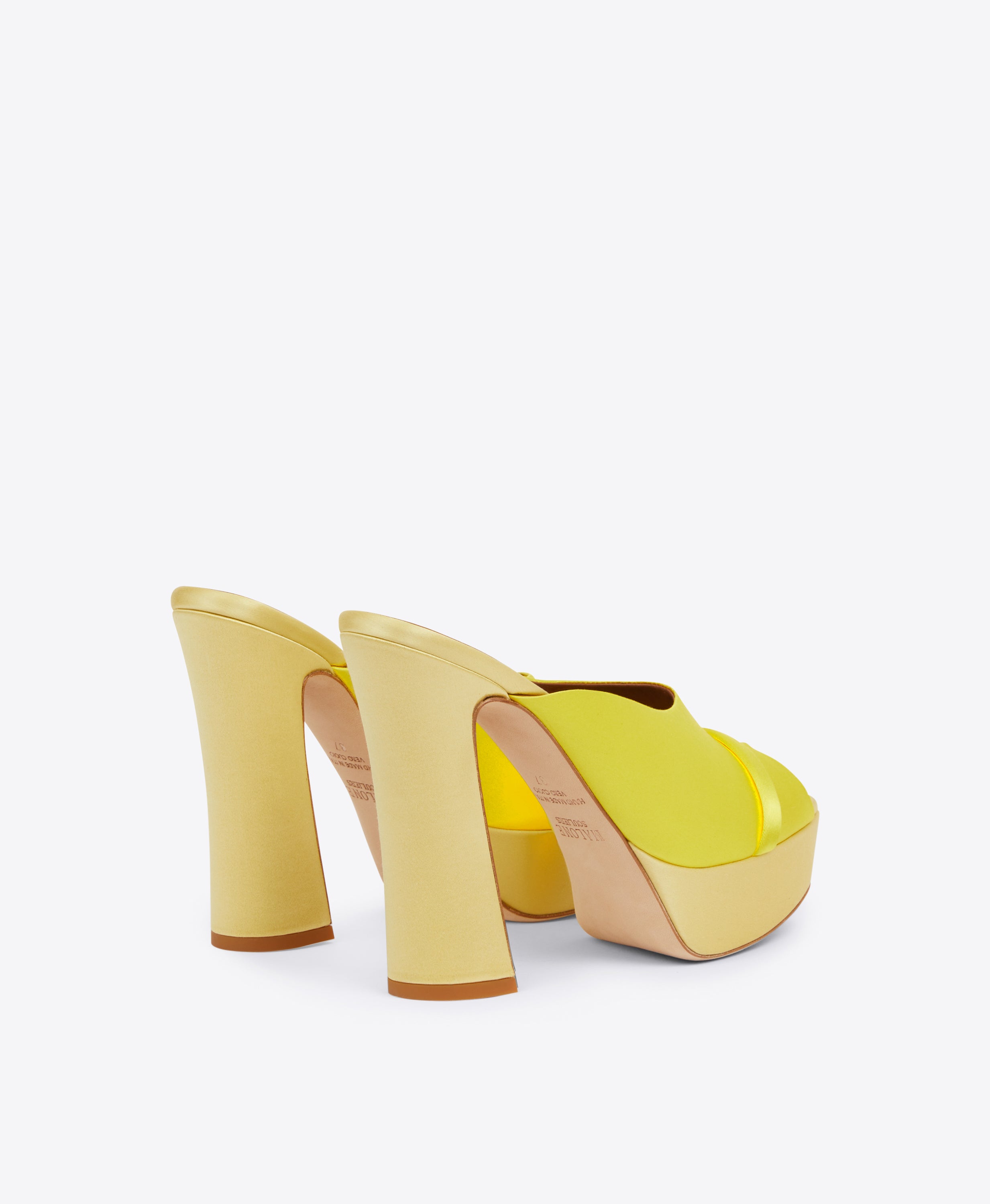 Yasmin 125 - Yellow Satin Block Mules